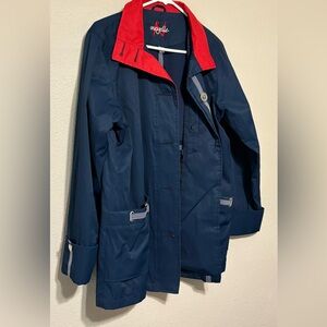 Neyelle Navy Blue Rain Jacket with Red Accents